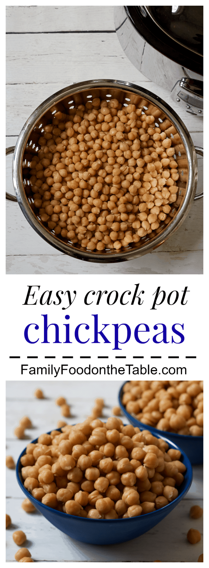 It’s so easy — and economical — to make your own chickpeas in the crock pot! | FamilyFoodontheTable.com
