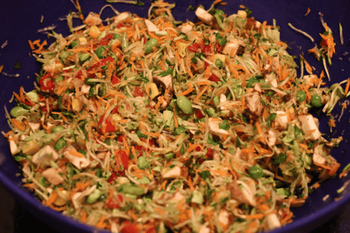 A mixture of veggies before being formed into veggie burgers.