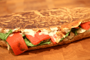 Grilled chicken and mozzarella panini