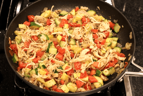 Summer chicken and veggie spaghetti