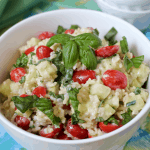 Cool rice salad with creamy yogurt dressing