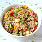 Fast farro salad with veggies | FamilyFoodontheTable.com