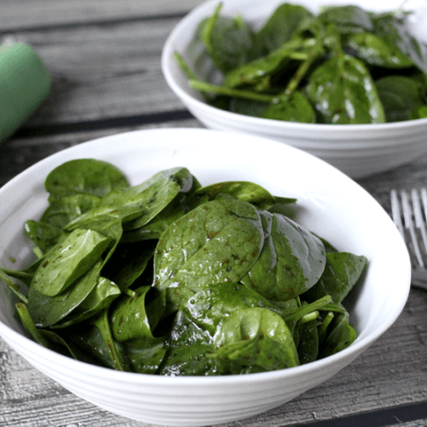 Simple spinach salad with homemade balsamic vinaigrette