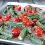 Whole roasted okra and tomatoes