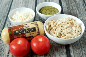 Pesto chicken polenta stacks | FamilyFoodontheTable.com