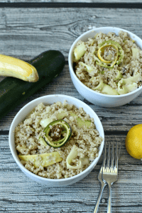 Quinoa salad with zucchini and squash ribbons and an easy lemony-mustard vinaigrette | FamilyFoodontheTable.com