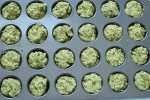 Spinach banana mini muffins pre-bake