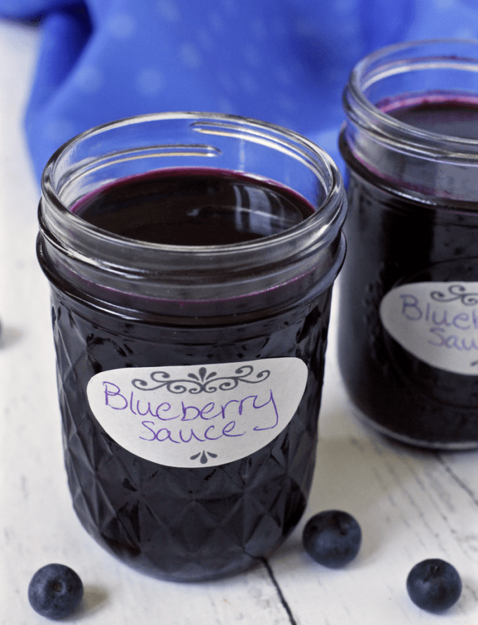 Homemade blueberry sauce - so quick + easy to make with just 5 ingredients and 15 minutes! | FamilyFoodontheTable.com