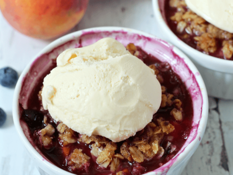 Individual Peach Blueberry Crumble Family Food On The Table