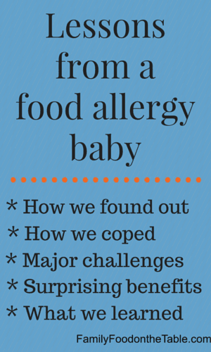 A blue text box about learning to manage food allergies in a baby.