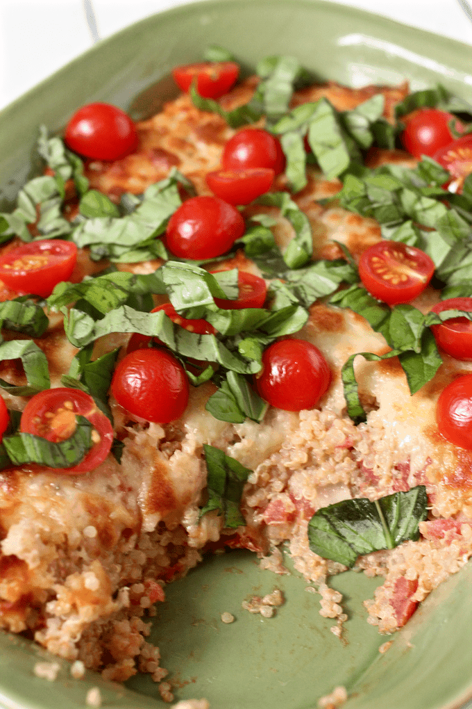 Baked quinoa Caprese casserole | FamilyFoodontheTable.com