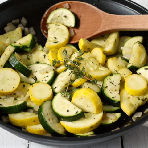 Zucchini and squash saute with thyme | FamilyFoodontheTable.com
