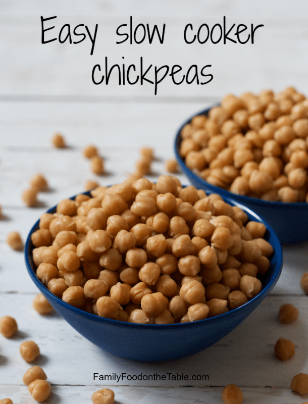 Crock pot chickpeas - so easy and affordable to make your own! | FamilyFoodontheTable.com