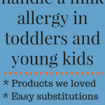 A blue text graphic about handling a food allergy in toddlers and young kids.