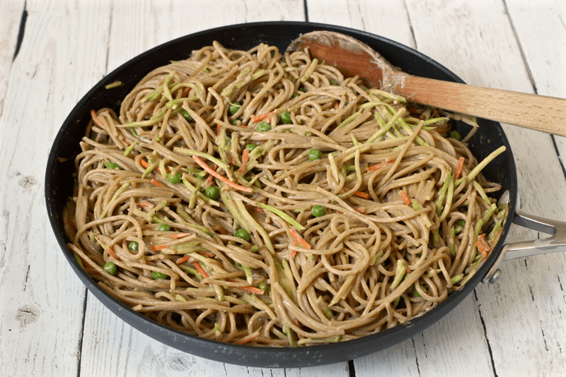 Peanut butter spaghetti with vegetables | FamilyFoodontheTable.com