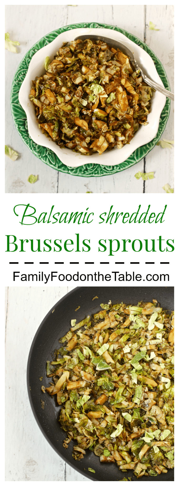 Easy balsamic shredded Brussels sprouts make a great 10-minute veggie side! | FamilyFoodontheTable.com