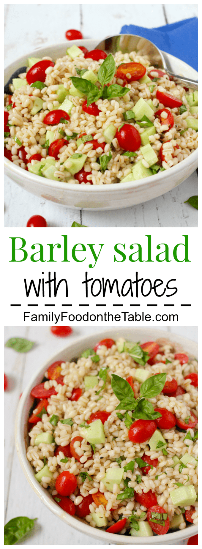 Barley salad with tomatoes - an easy side to throw together! | FamilyFoodontheTable.com