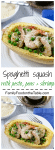 Spaghetti squash with pesto, shrimp and peas - an easy weeknight dinner! | FamilyFoodontheTable.com