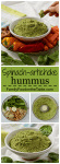Spinach artichoke hummus - light and creamy and just 10 minutes to make! Great as an appetizer or a spread for wraps/sandwiches. | FamilyFoodontheTable.com