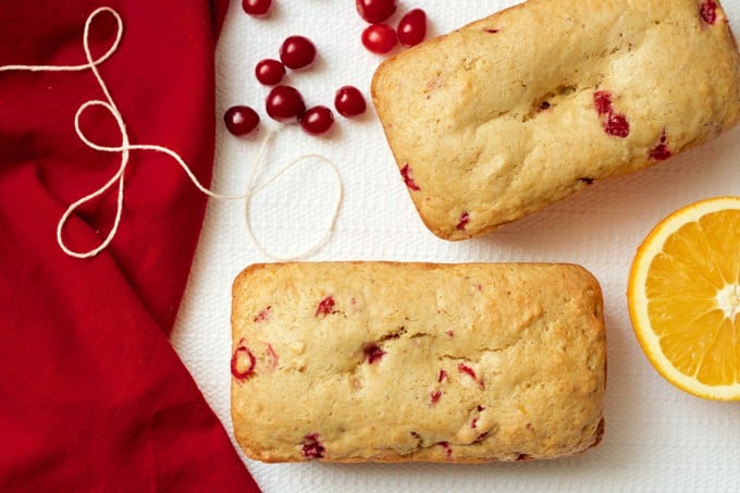 Cranberry orange bread mini loaves horizontal