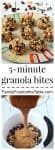 A wholesome snack of oats, nuts, dried fruit and chocolate chips that comes together in just 5 minutes! | FamilyFoodontheTable.com