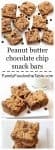 Peanut butter chocolate chips snack bars are whole grain and delicious. Tastes like a giant, thick cookie! | FamilyFoodontheTable.com