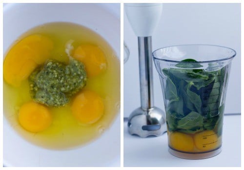 Green eggs and ham breakfast, prepared 2 ways - with pesto or spinach | FamilyFoodontheTable.com