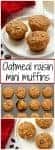 Naturally sweetened whole grain oatmeal raisin mini breakfast muffins - great for toddlers and kids! | FamilyFoodontheTable.com
