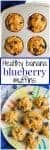Whole grain, naturally sweetened banana blueberry muffins that are bursting with fresh, fruit flavor! | FamilyFoodontheTable.com