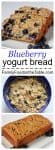 A delicious, moist and light whole grain blueberry yogurt bread!