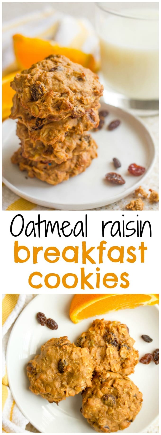 Wholesome oatmeal raisin breakfast cookies that are 100% whole grain and naturally sweetened, perfect for a fun and healthy breakfast. They freeze great too!