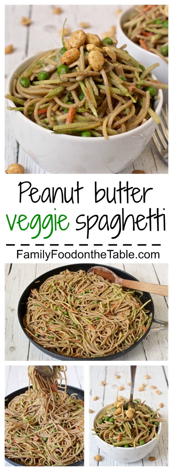 Peanut butter and veggie spaghetti is an easy, 20-minute vegetarian dinner - and kids love it!