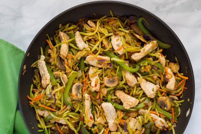 This veggie-packed pork stir fry is ready in just 25 minutes for a fast, healthy dinner!