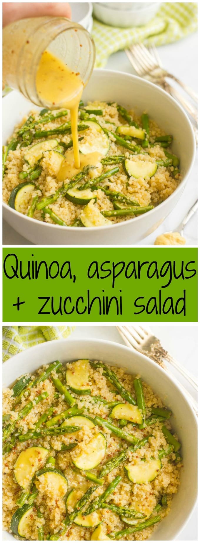 Quinoa asparagus salad with zucchini and a tangy mustard vinaigrette - great for lunch or as a healthy dinner side! {gluten-free, vegan}