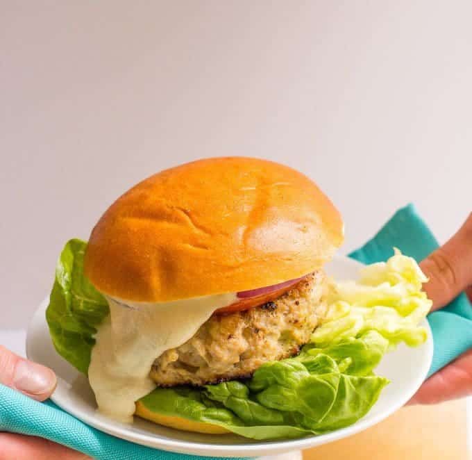 Cheddar chicken burgers - just 5 ingredients and 20 minutes!