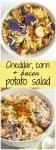 Cheddar corn and bacon potato salad with red, white and 'blue' potatoes - great side dish for summer BBQs, cookouts, picnics and parties!