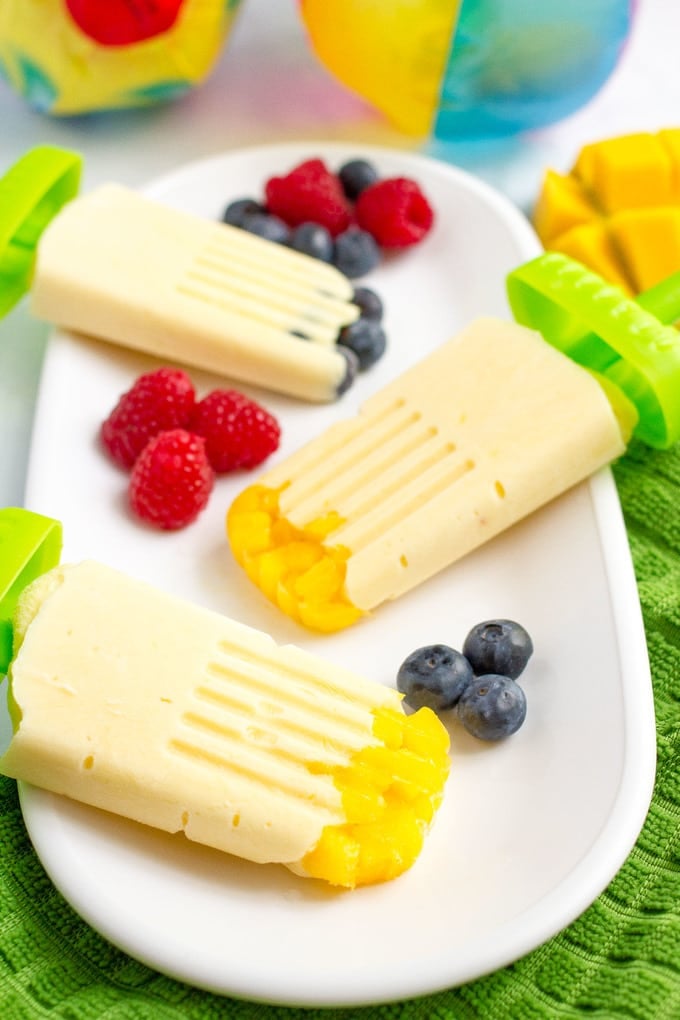 Mango yogurt popsicles - easy homemade popsicles with just 5 healthy ingredients!