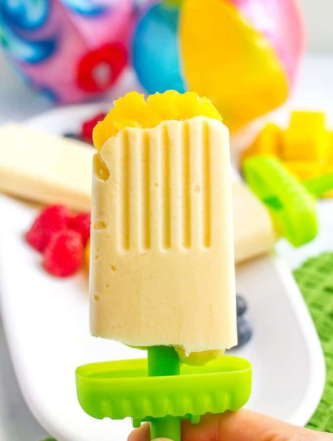 Mango yogurt popsicles - easy homemade popsicles with just 5 healthy ingredients - perfect summer treat!