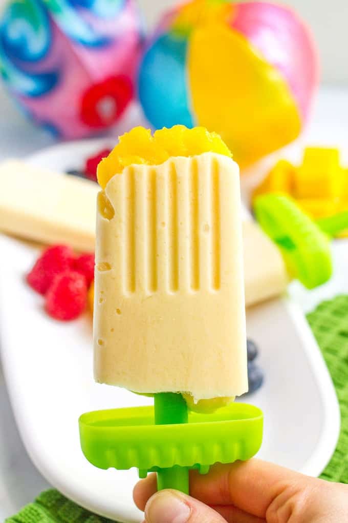 Mango yogurt popsicles - easy homemade popsicles with just 5 healthy ingredients - perfect summer treat!