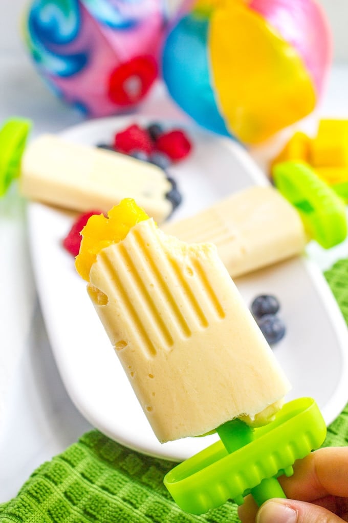 Mango yogurt popsicles - easy homemade popsicles with just 5 healthy ingredients!