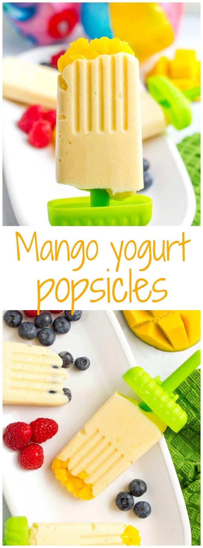 Mango yogurt popsicles - easy homemade popsicles with just 5 healthy ingredients - perfect summer treat!