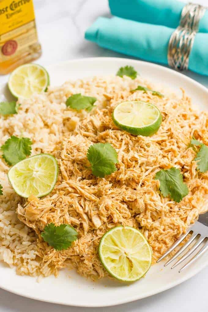 Slow cooker tequila chicken is quick and easy to prep and has bright, fresh lime flavor