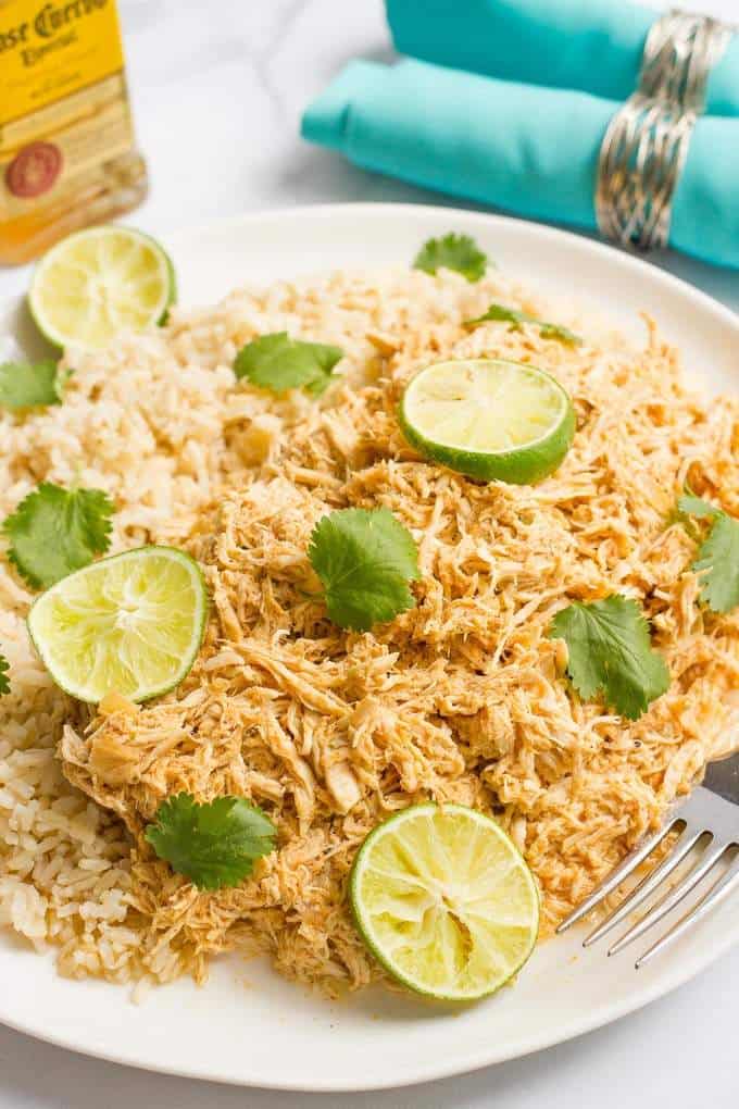 Slow cooker tequila chicken is quick and easy to prep and has bright, fresh lime flavor