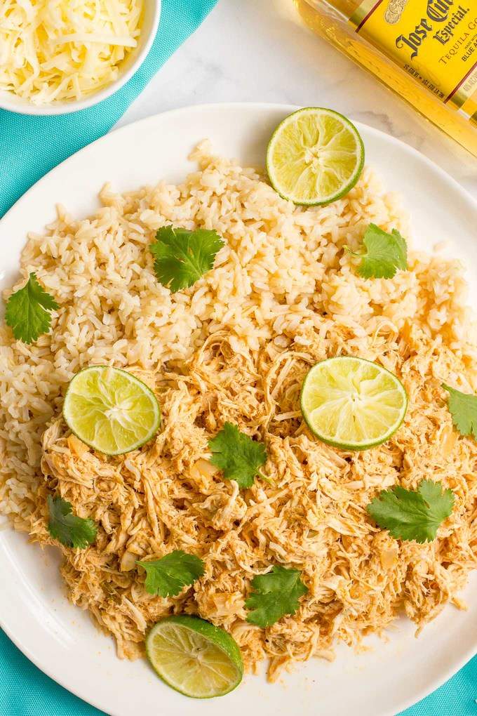 Slow cooker tequila chicken - easy, healthy, with a background flavor like a margarita!