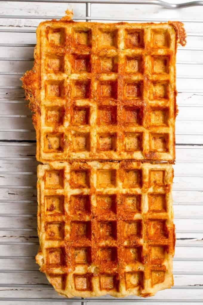 Savory whole wheat zucchini cheddar cheese waffles