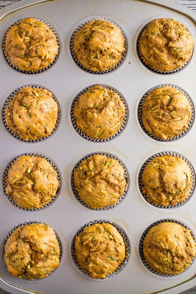 Whole wheat zucchini muffins with almond butter