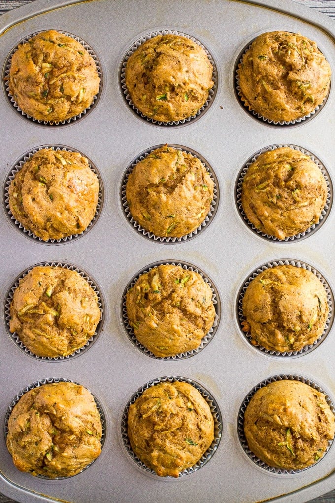 Whole wheat zucchini muffins with almond butter