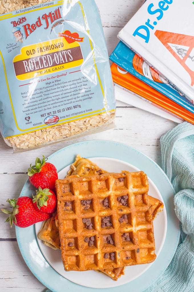 Chocolate chip oatmeal waffles