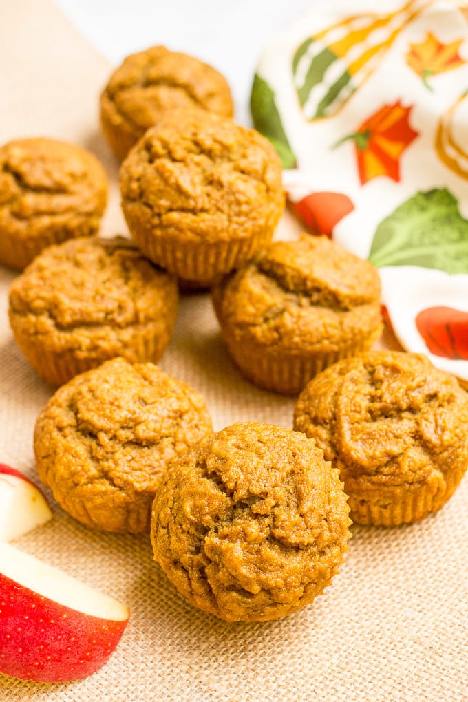 Apple and butternut squash muffins are a great, healthy fall treat - delicious for breakfast or packing in school lunches!