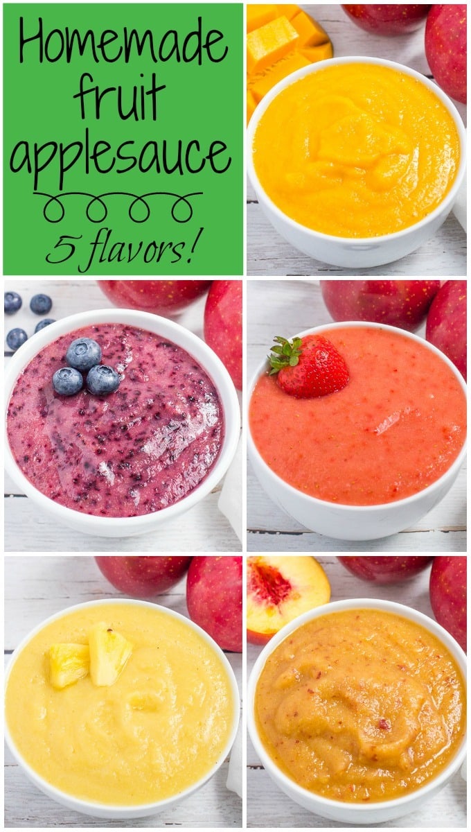 Easy fruit-flavored homemade applesauce makes a great snack for kids and adults (or a wholesome baby food) - 5 flavors and tons of ideas for variations!
